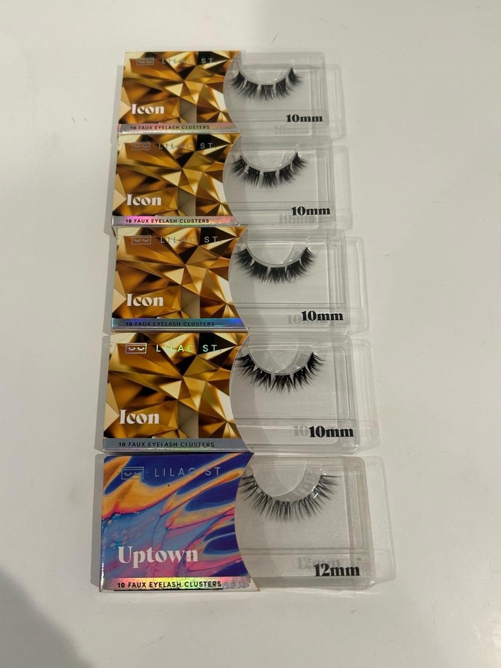Lilac St Lash Sets - Black (10mm x4 & 12mm x1)